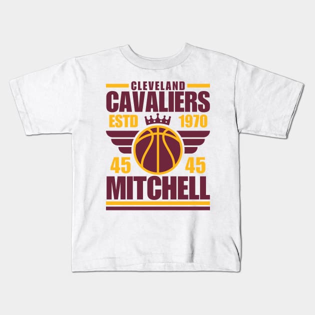Cleveland Cavaliers Mitchell 45 Basketball Retro Kids T-Shirt by ArsenBills